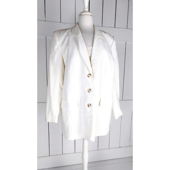 JRT by Newport News ivory linen blazer jacket / boxy blazer jacket / 16 - Picture 2 of 6